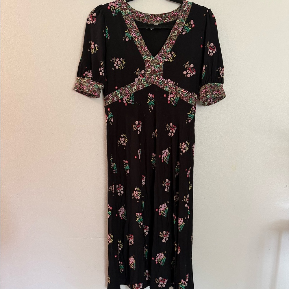 Midi Dress with Floral Accents